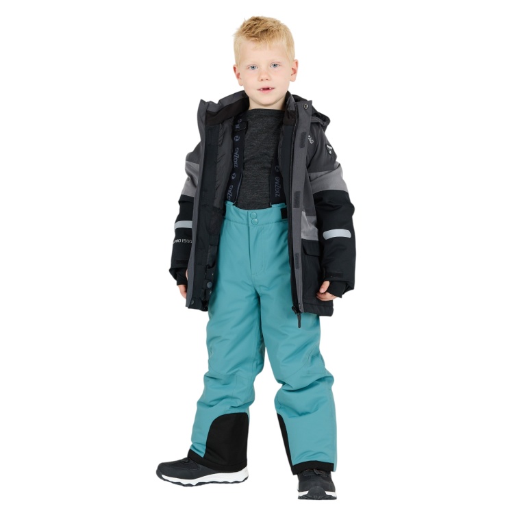 Zigzag Winter Ski Trousers ProvoW-PRO 10,000 (waterproof, breathable, snow gaiter) teal green children